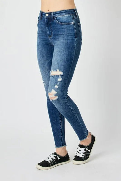 Judy Blue Full Size High Waist Distressed Skinny Jeans - Style Chic Couture