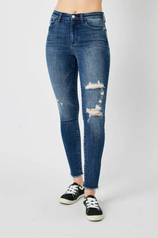 Judy Blue Full Size High Waist Distressed Skinny Jeans - Style Chic Couture
