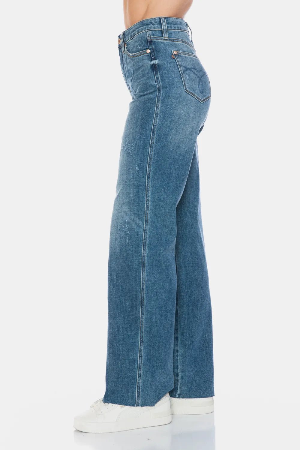 Judy Blue Full Size Tummy Control Cut Raw Hem Straight Jeans - Style Chic Couture