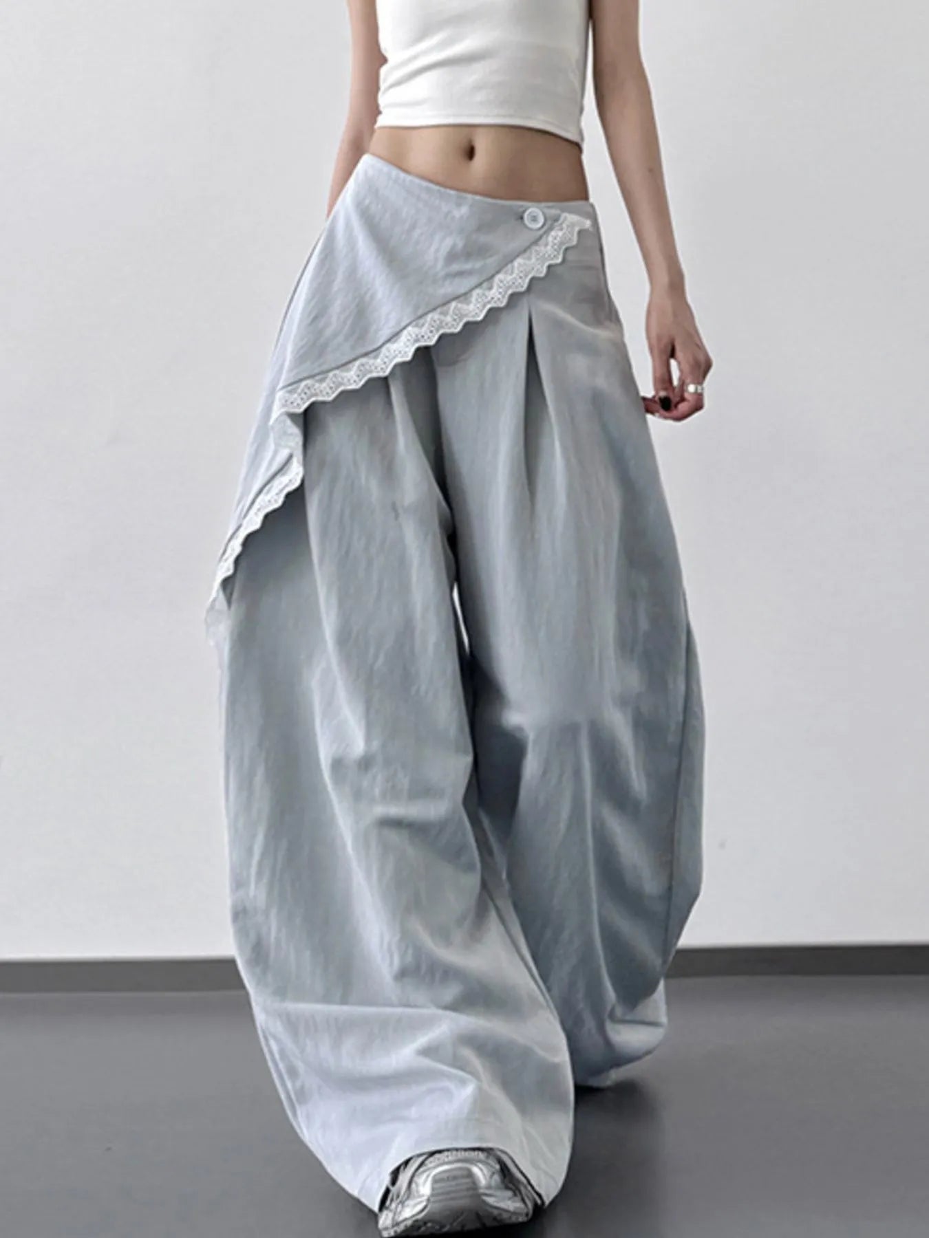 Lace Detail Wide Leg Pants - Style Chic Couture