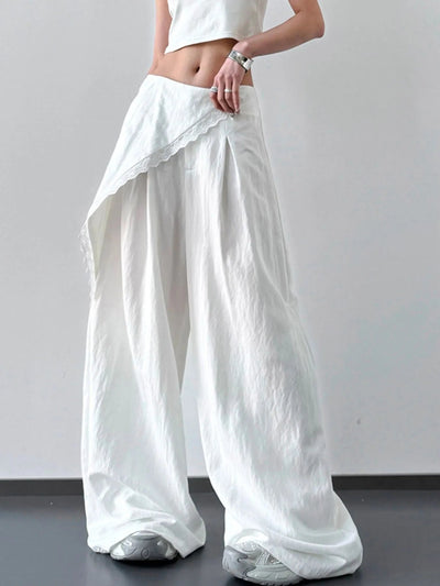 Lace Detail Wide Leg Pants - Style Chic Couture