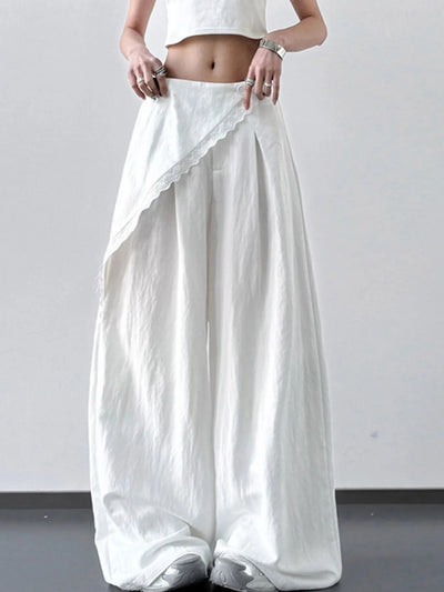 Lace Detail Wide Leg Pants - Style Chic Couture