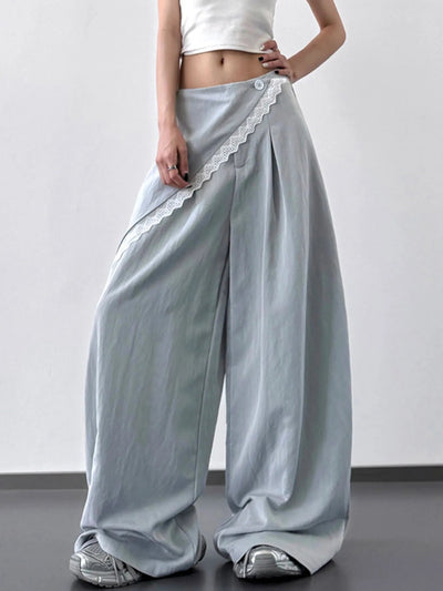 Lace Detail Wide Leg Pants - Style Chic Couture