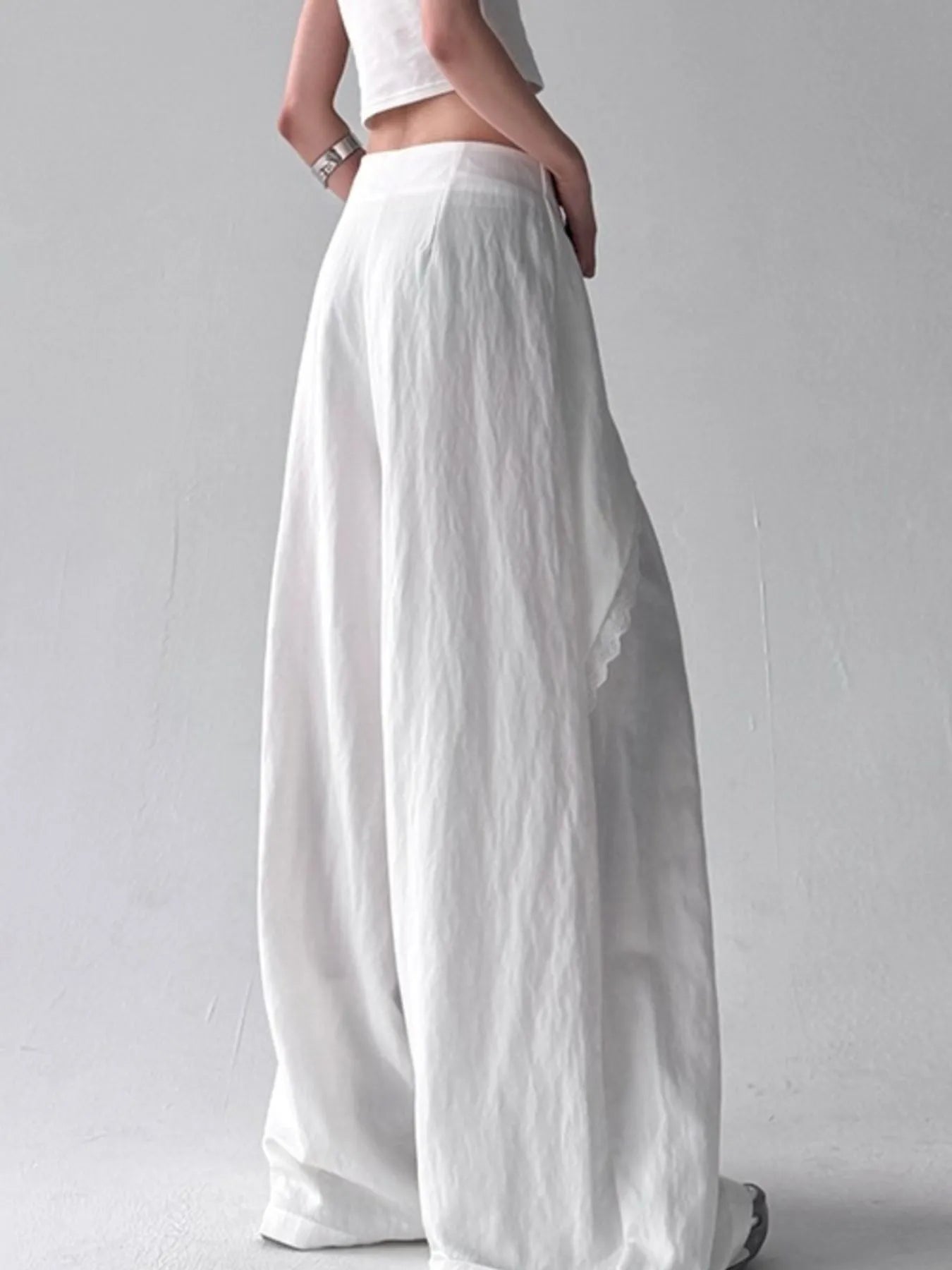 Lace Detail Wide Leg Pants - Style Chic Couture