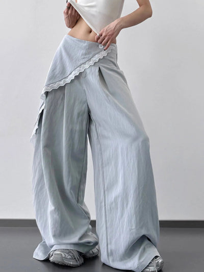Lace Detail Wide Leg Pants - Style Chic Couture