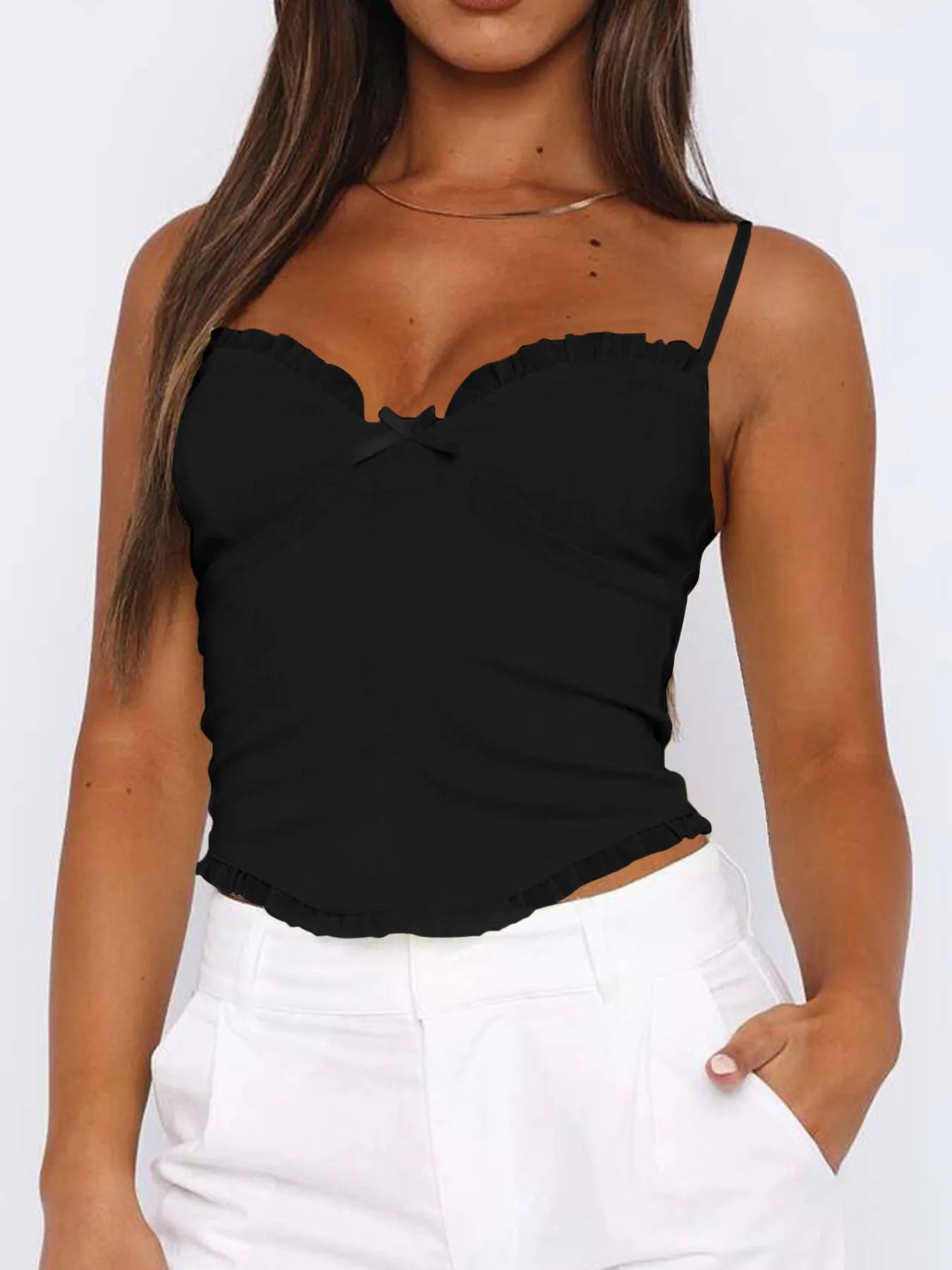 Lace Trim Sweetheart Neck Cami Top - Style Chic Couture