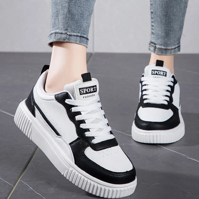 Lace Up Contrast Platform Sneakers - Style Chic Couture