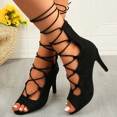 Lace - Up High Heel Sandals - Style Chic Couture