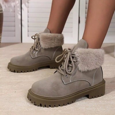 Lace Up Round Toe Block Heels Boots - Style Chic Couture