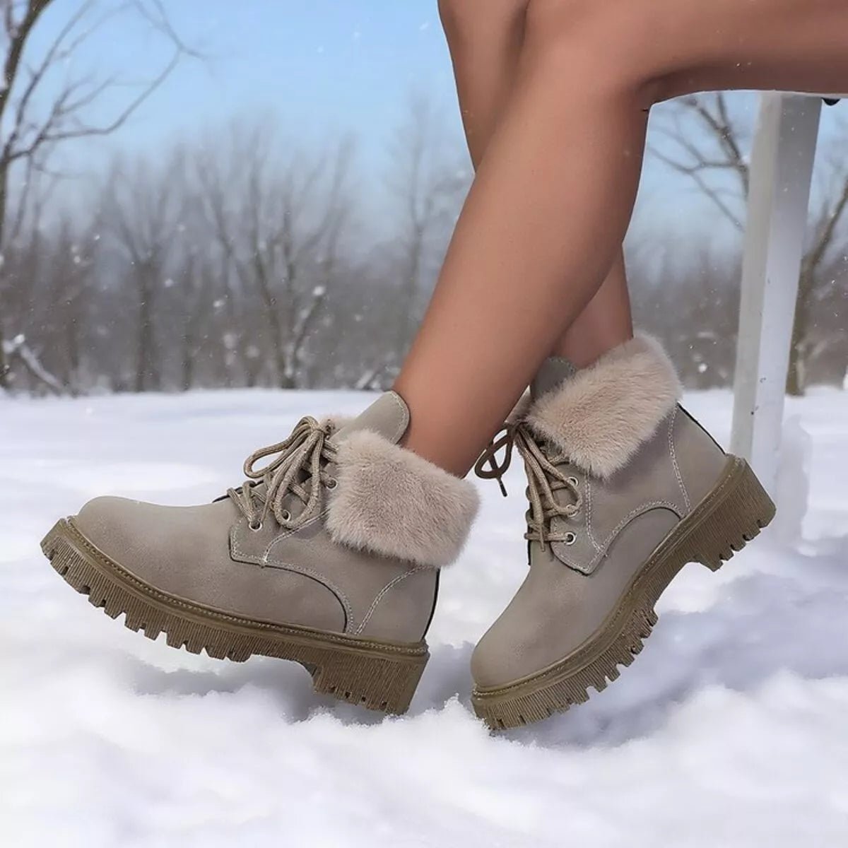 Lace Up Round Toe Block Heels Boots - Style Chic Couture