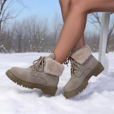 Lace Up Round Toe Block Heels Boots - Style Chic Couture