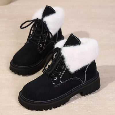 Lace Up Round Toe Block Heels Boots - Style Chic Couture