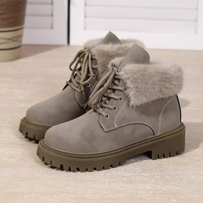 Lace Up Round Toe Block Heels Boots - Style Chic Couture