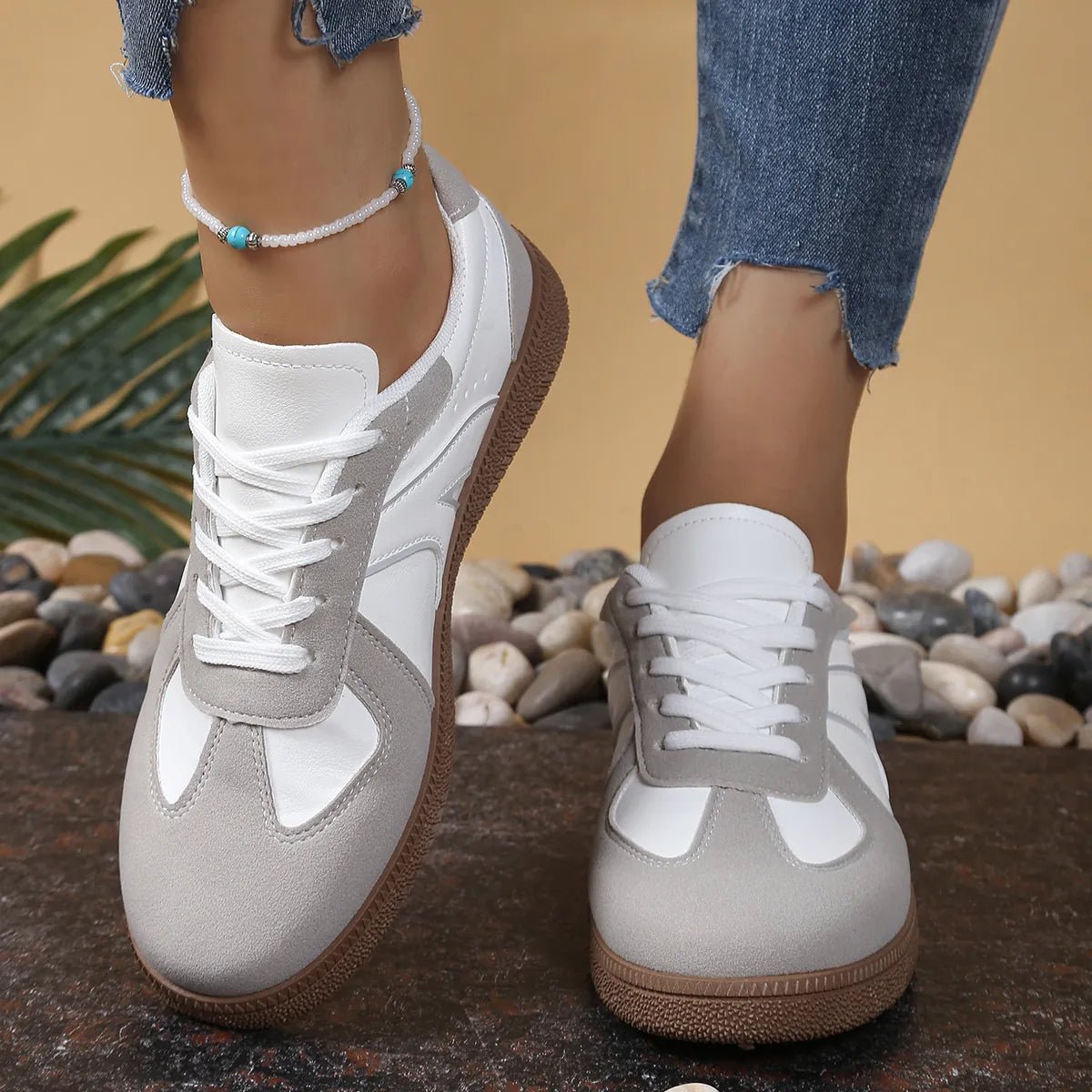 Lace Up Round Toe Sneakers - Style Chic Couture