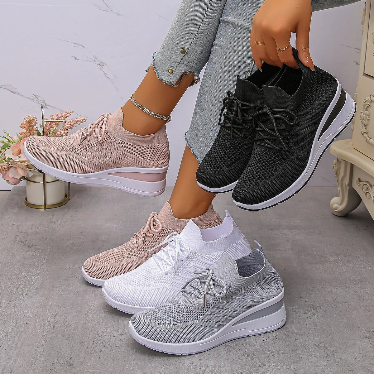 Lace Up Wedge Athletic - Style Chic Couture