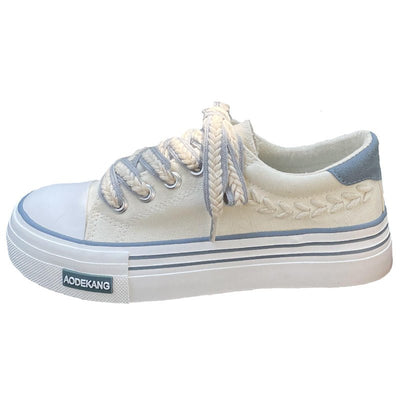 Ladies' Chunky Sole Grain Fabric Sneakers - Style Chic Couture