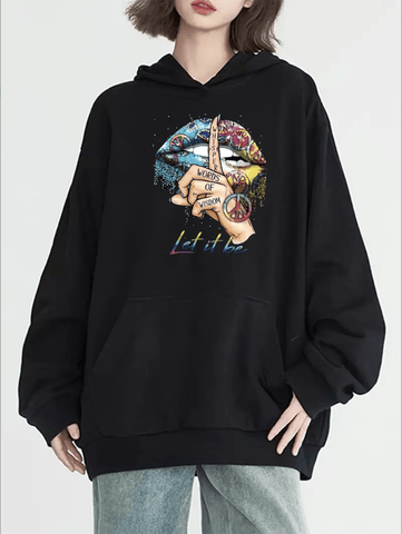 Ladies' Relaxed Athletic Zip-Up Hoodie, Cozy and Stylish, Everyday Wear, Kiss Design