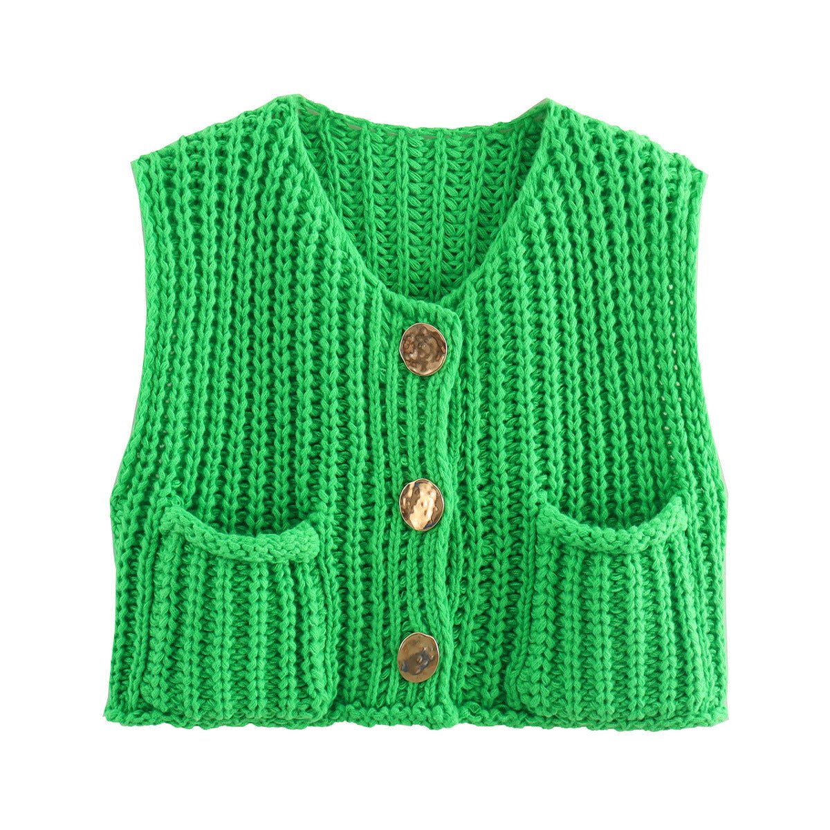 Ladies' Sleeveless Knit Button - Up Vest Top - Style Chic Couture