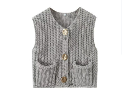Ladies' Sleeveless Knit Button - Up Vest Top - Style Chic Couture