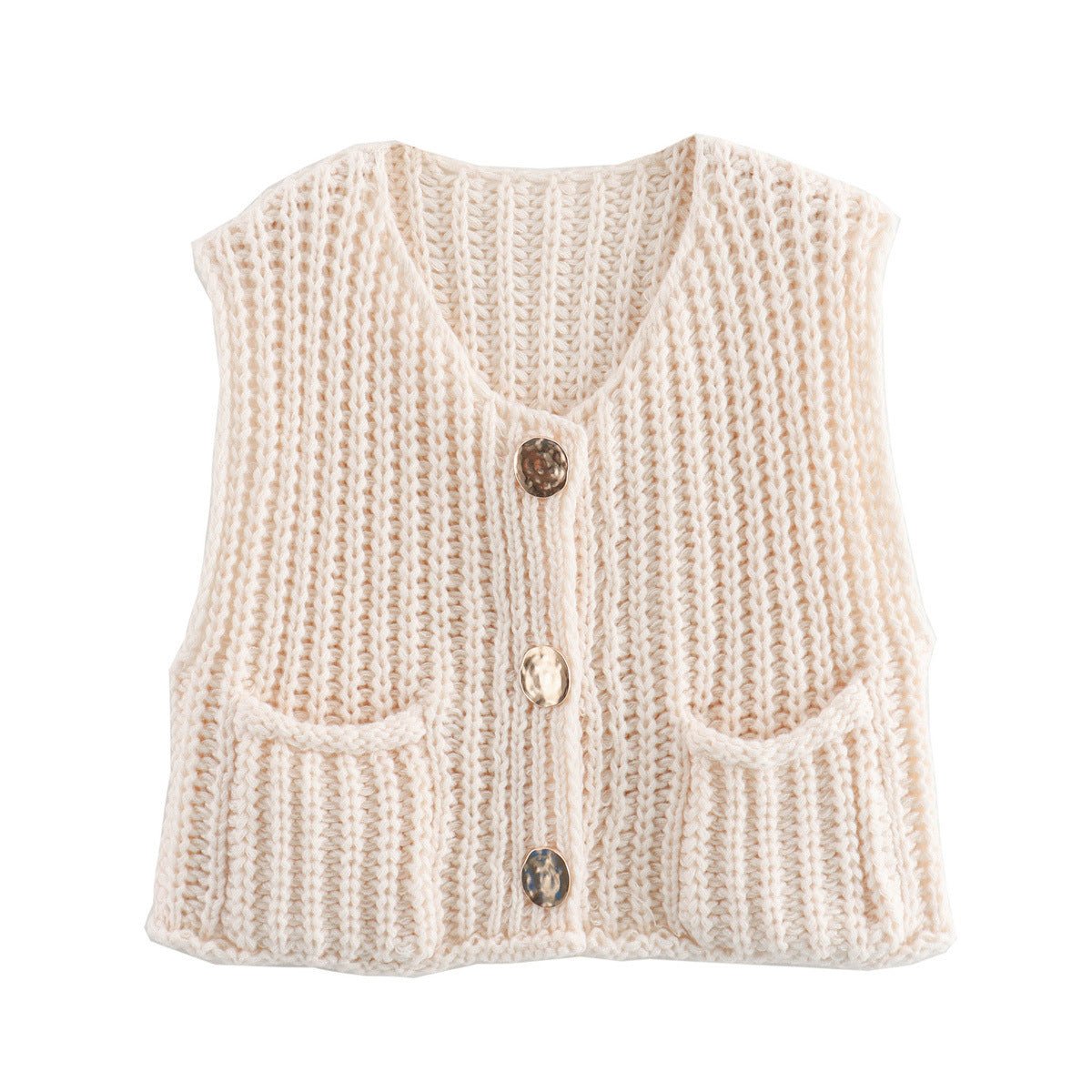 Ladies' Sleeveless Knit Button - Up Vest Top - Style Chic Couture