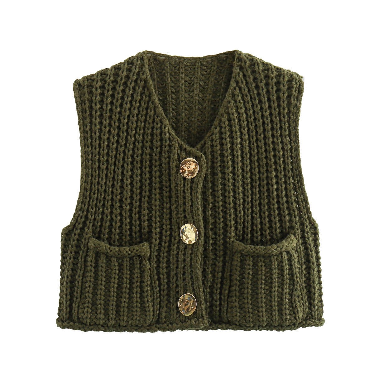 Ladies' Sleeveless Knit Button - Up Vest Top - Style Chic Couture