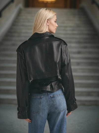 Leather Belted Trench Jacket - Style Chic Couture
