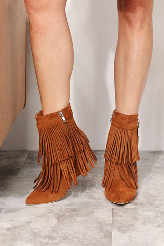 Luxe Tassel Wedge Booties for Women