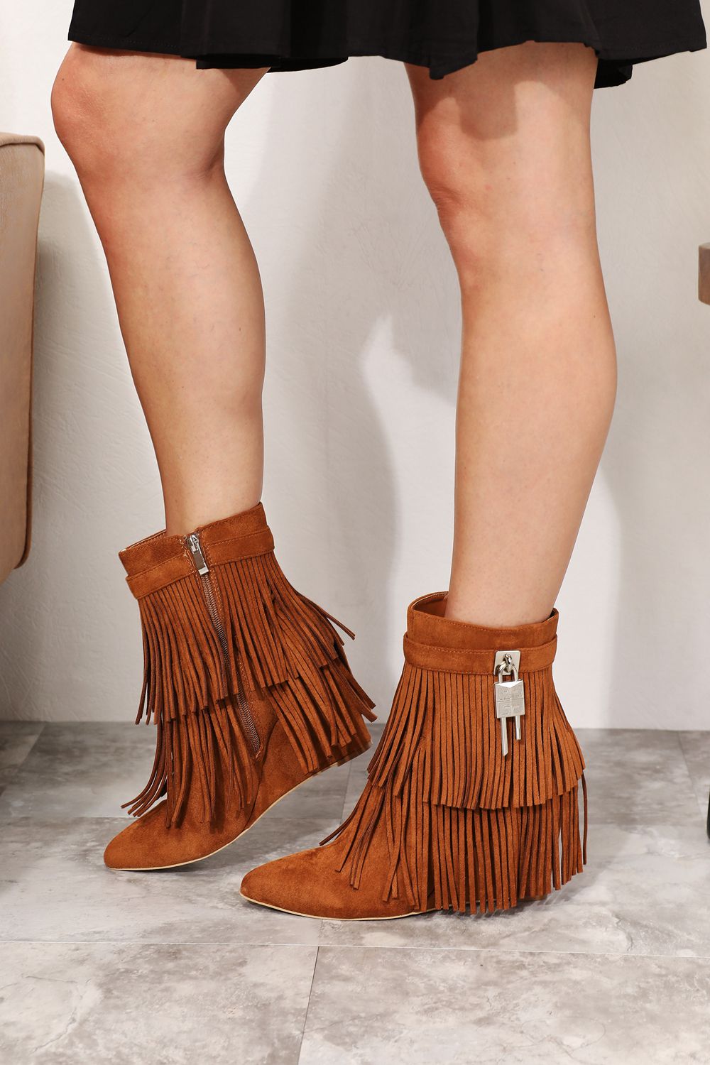 Luxe Tassel Wedge Booties for Women