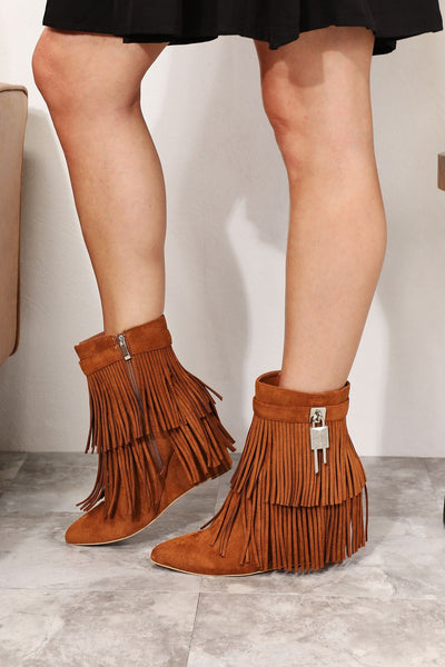 Luxe Tassel Wedge Booties for Women