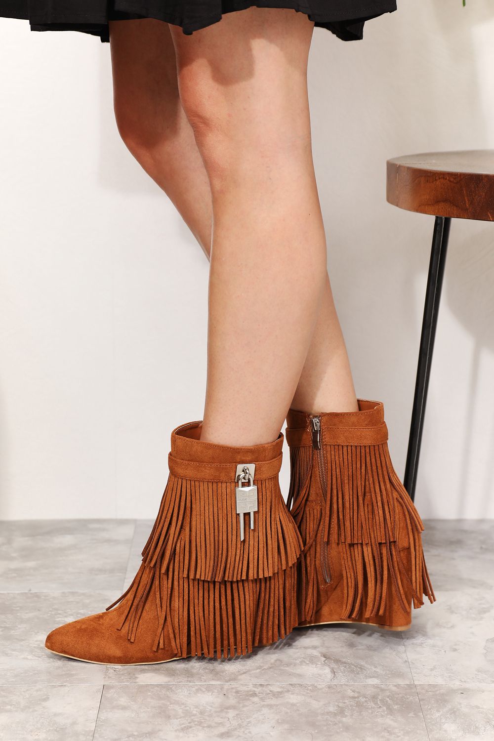 Luxe Tassel Wedge Booties for Women