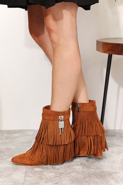Luxe Tassel Wedge Booties for Women