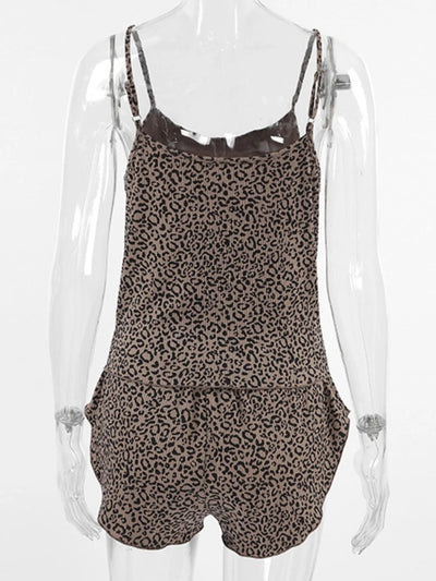 Leopard Print 3-Pc Cami Cardigan & Shorts Set