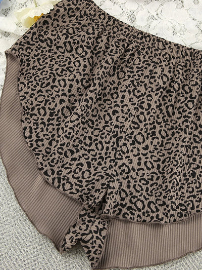 Leopard Print 3-Pc Cami Cardigan & Shorts Set