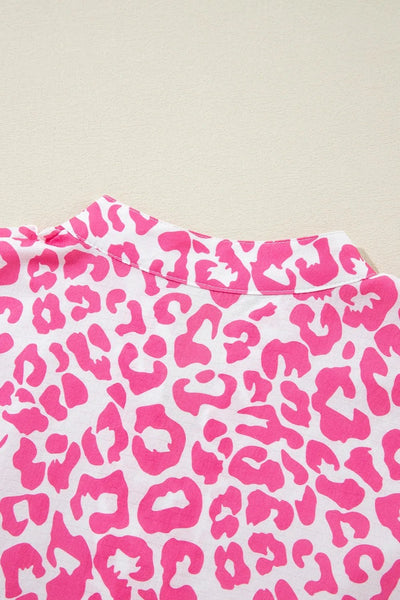 Leopard Notched Long Sleeve Shirt Dress - Style Chic Couture