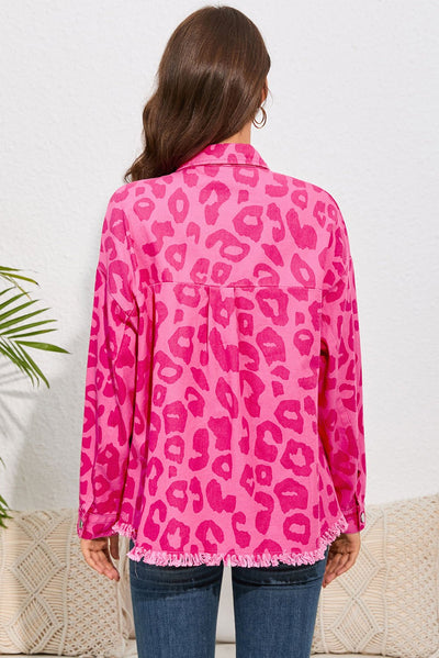 Leopard Raw Hem Jacket - Style Chic Couture