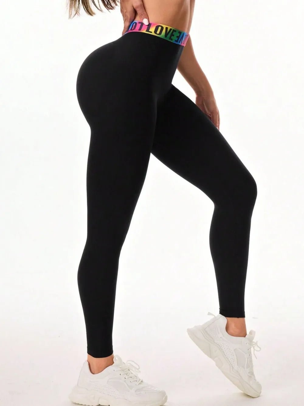 Letter Printed High Waist Active Leggings - Style Chic Couture