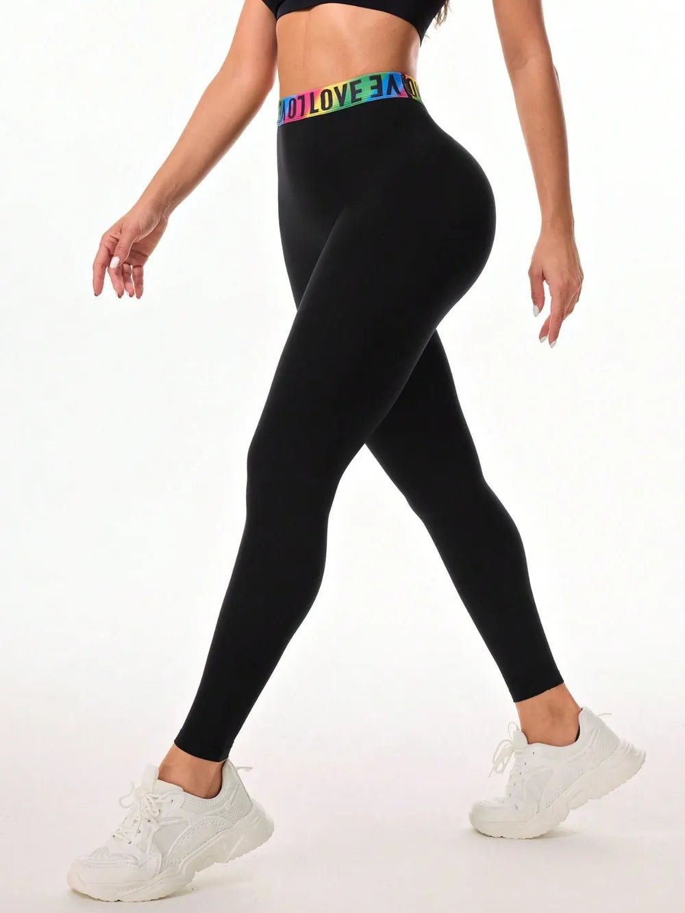 Letter Printed High Waist Active Leggings - Style Chic Couture