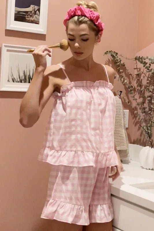 Lime 'N' Chili Gingham Pajama Set