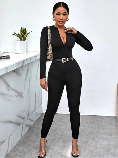 Long Sleeve Bodycon Jumpsuit - Style Chic Couture