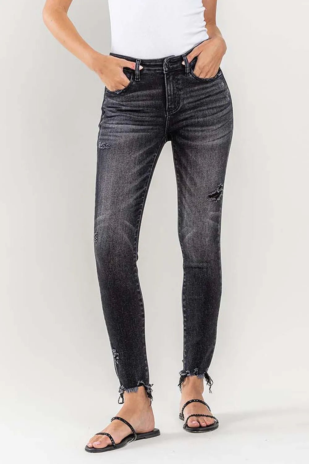 Lovervet Raw Hem Cropped Skinny Jeans - Style Chic Couture