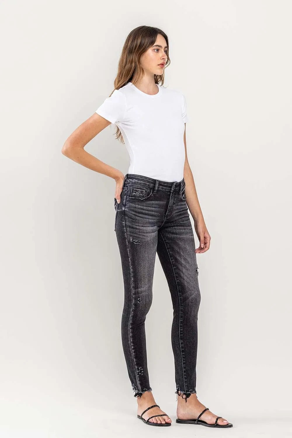 Lovervet Raw Hem Cropped Skinny Jeans - Style Chic Couture