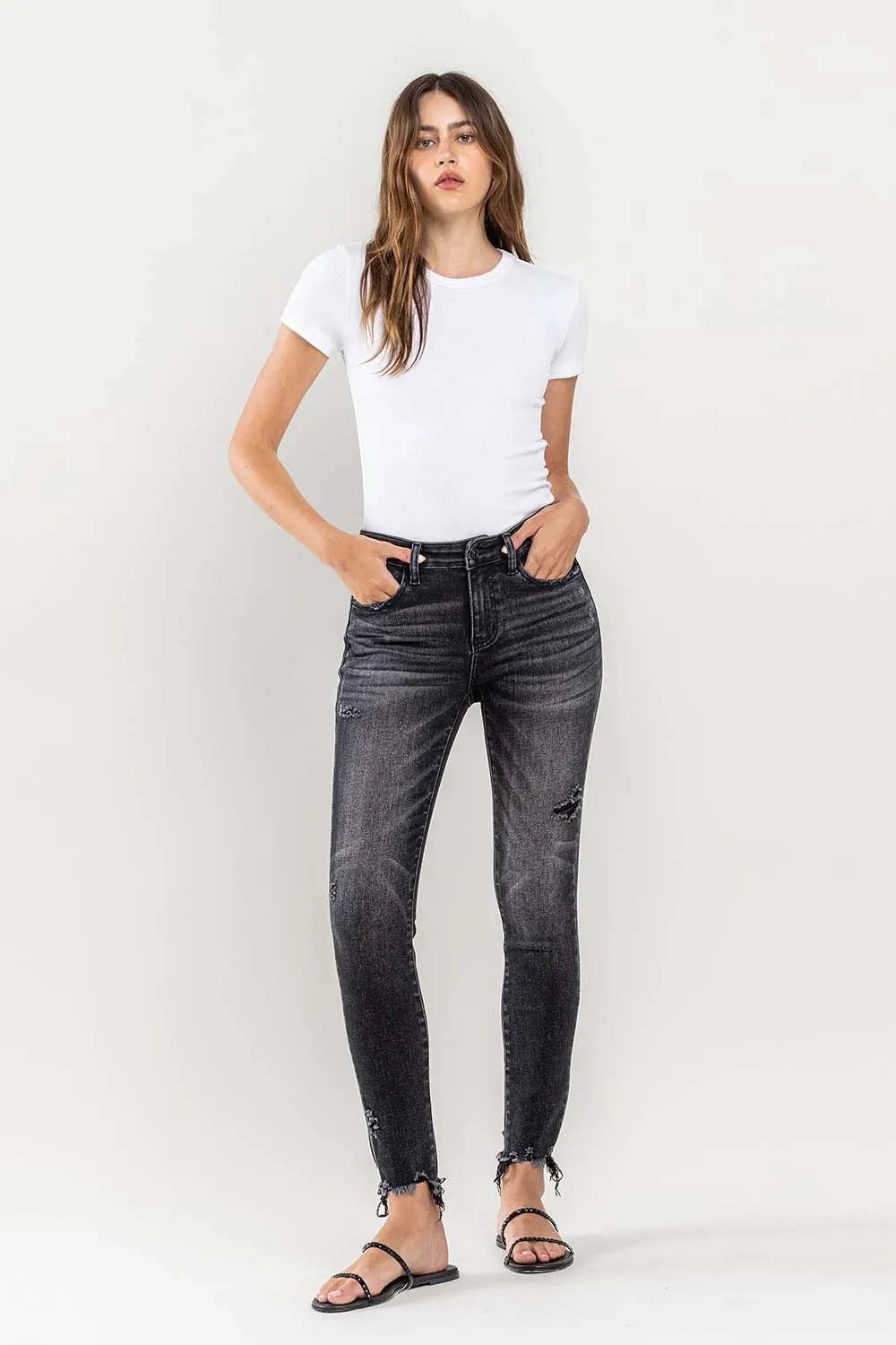 Lovervet Raw Hem Cropped Skinny Jeans - Style Chic Couture