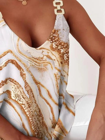 Marble Print Chain Strap Cami Top - Style Chic Couture