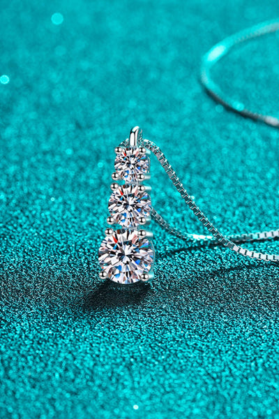 Moissanite Triple - Pendant Necklace - Style Chic Couture
