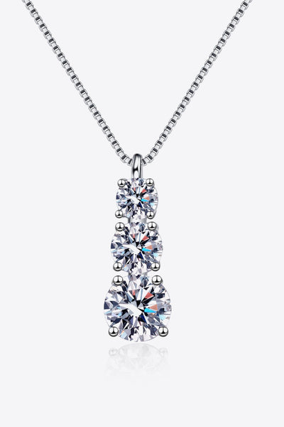 Moissanite Triple - Pendant Necklace - Style Chic Couture