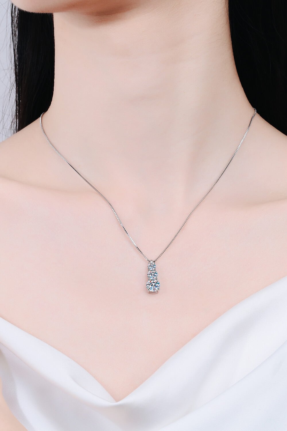 Moissanite Triple - Pendant Necklace - Style Chic Couture