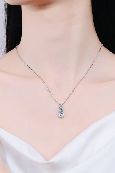 Moissanite Triple - Pendant Necklace - Style Chic Couture