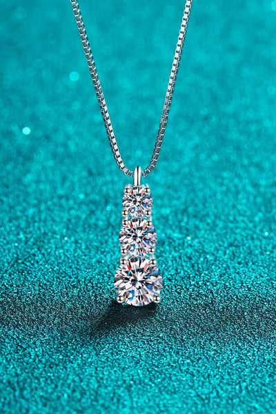 Moissanite Triple - Pendant Necklace - Style Chic Couture