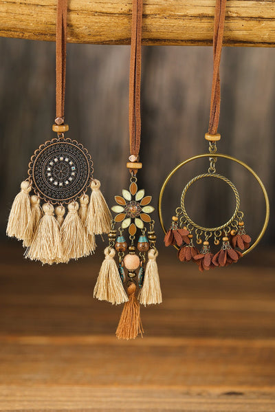Multicolor 3pcs Bohemian Retro Tasseled Pendant Necklace - Style Chic Couture