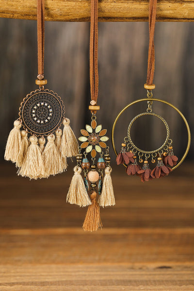 Multicolor 3pcs Bohemian Retro Tasseled Pendant Necklace - Style Chic Couture
